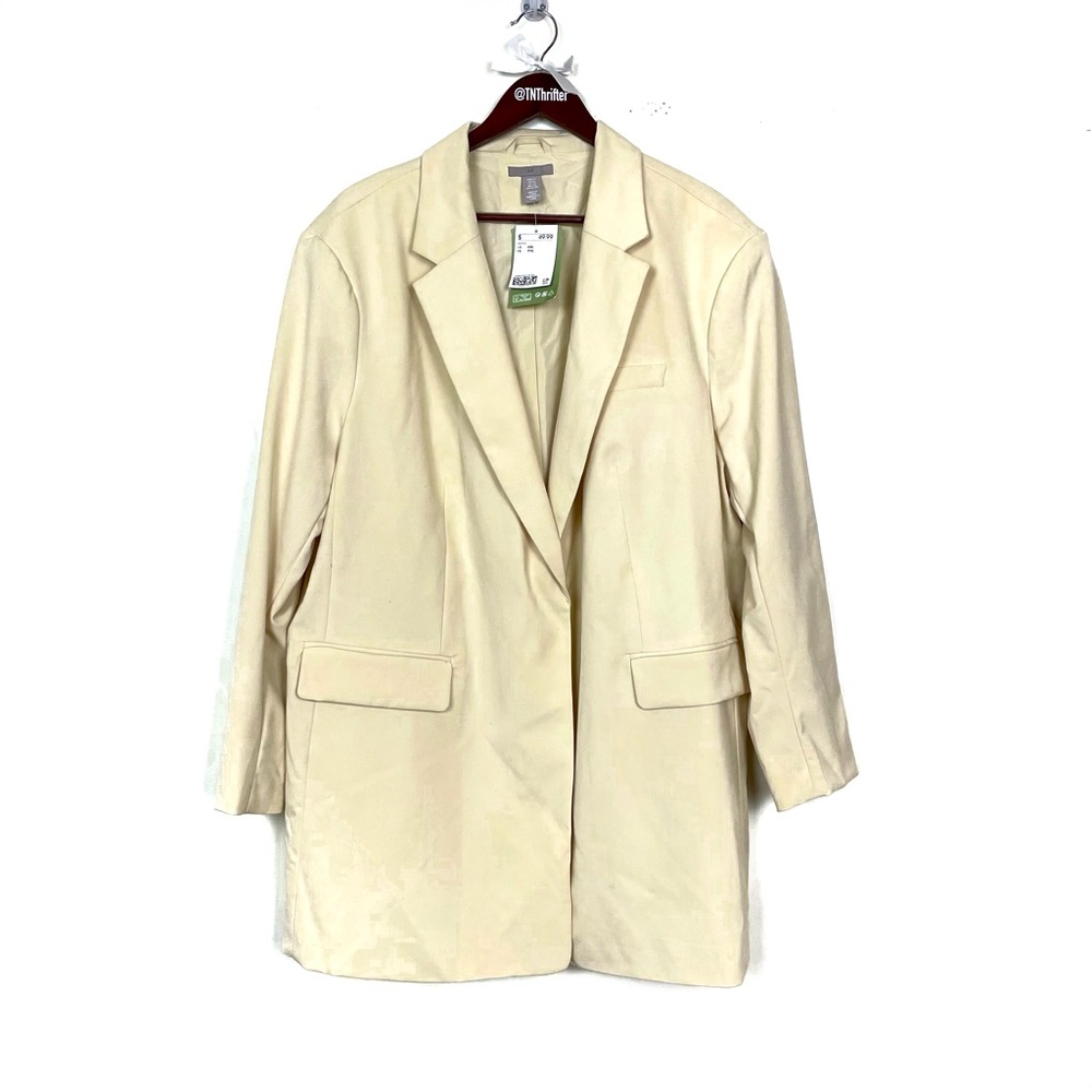 H&M NWT Women’s Boyfriend Fit Oversize Blazer Neutral Beige Size XXL Old Money
